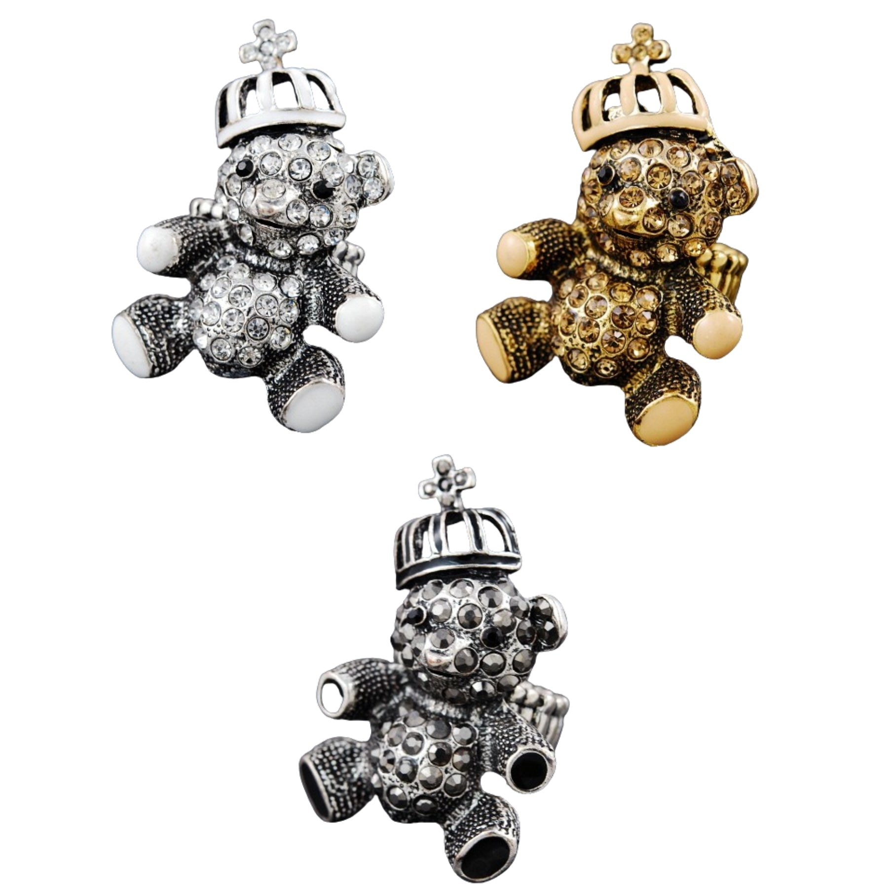 A stylish stretchable ring featuring a bear design with studded accents, perfect for fashion enthusiasts.