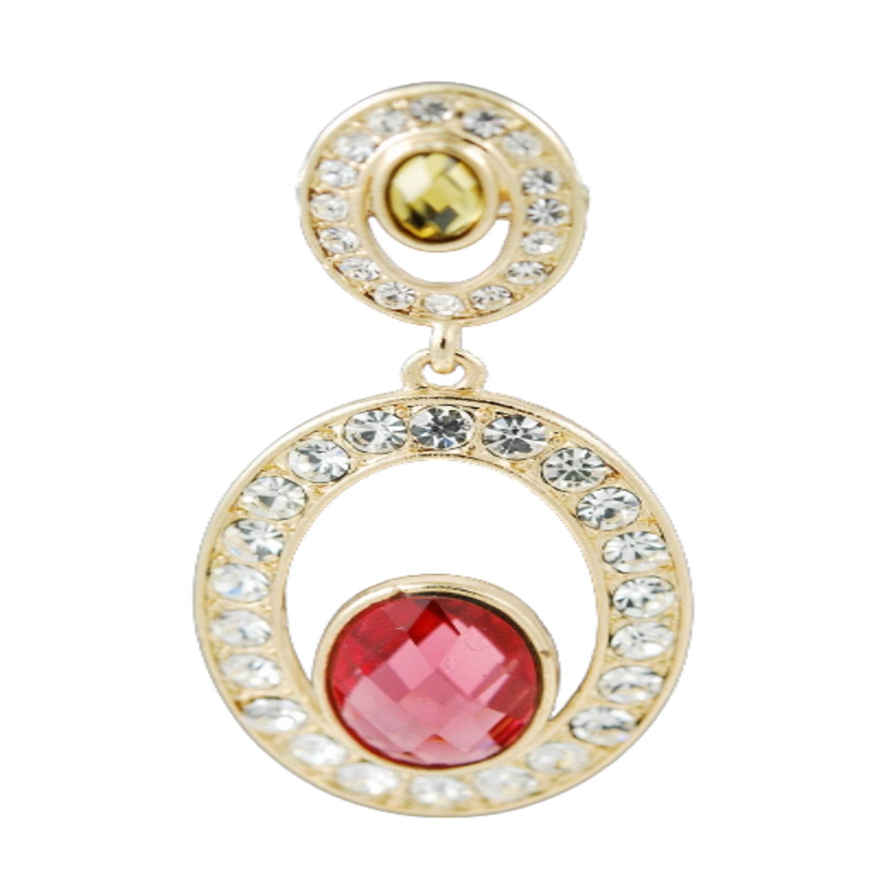 A pair of elegant studded crystal earrings with a 2-inch drop, featuring a secure post back closure, perfect for any occasion.