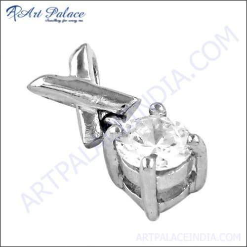 A stunning 925 silver pendant featuring a sparkling cubic zirconia gemstone, showcasing exquisite craftsmanship and elegant design.