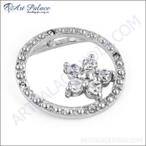 A stunning 925 silver pendant featuring a brilliant cubic zirconia gemstone, showcasing intricate craftsmanship and elegant design.