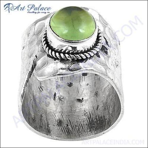 Stunning Adjustable Prehnite Gemstone Silver Ring showcasing a unique green prehnite stone set in high-quality silver, perfect for any occasion.