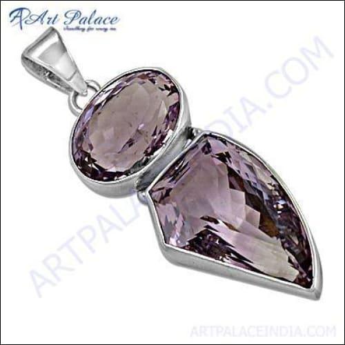 Stunning amethyst gemstone pendant set in 925 sterling silver, showcasing its elegant design and rich purple color.
