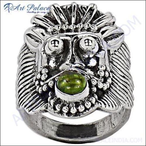 Stunning Antique Style Peridot Gemstone Silver Ring featuring a vibrant green peridot stone set in intricately designed silver.