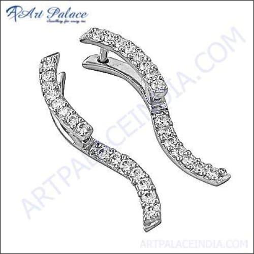 Stunning antique-style silver earrings adorned with cubic zirconia gemstones, showcasing intricate design and elegance.