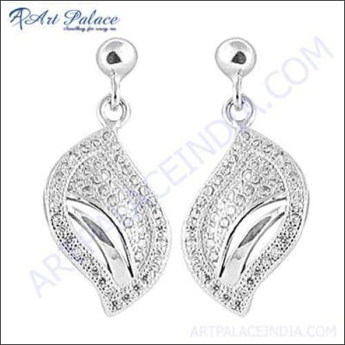 A pair of stunning cubic zirconia gemstone silver earrings, showcasing their elegant design and brilliant sparkle.