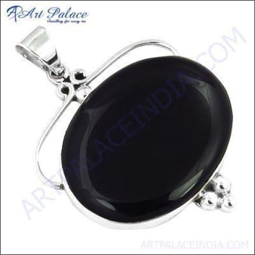Stunning Black Onyx Gemstone Silver Cross Pendant showcasing intricate design and elegant craftsmanship.