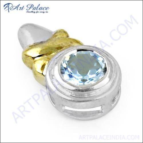 Stunning blue cubic zirconia gemstone silver pendant showcasing brilliant sparkle and premium craftsmanship.