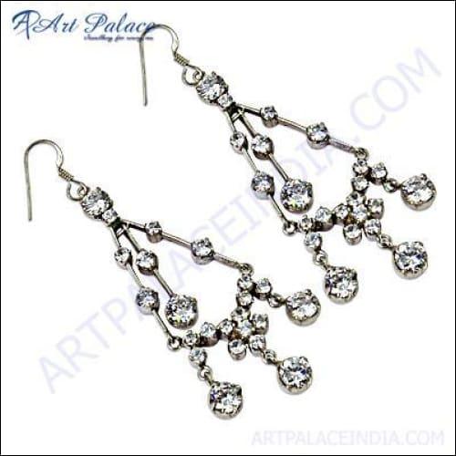 A pair of stunning cubic zirconia earrings made from 925 sterling silver, showcasing their brilliant sparkle and elegant design.