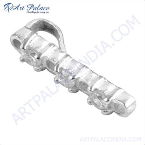 A stunning 925 silver pendant featuring sparkling cubic zirconia, showcasing elegance and craftsmanship.