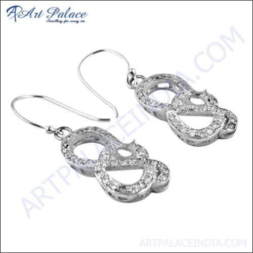 A pair of stunning cubic zirconia CZ gemstone earrings made from 925 sterling silver, showcasing their elegant design and sparkling stones.