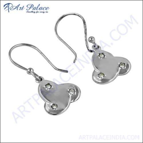 A pair of stunning cubic zirconia gemstone silver earrings, showcasing their elegant design and sparkling stones.