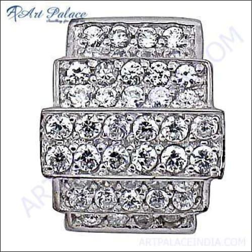 Stunning silver pendant featuring a cubic zirconia gemstone, showcasing elegance and craftsmanship.