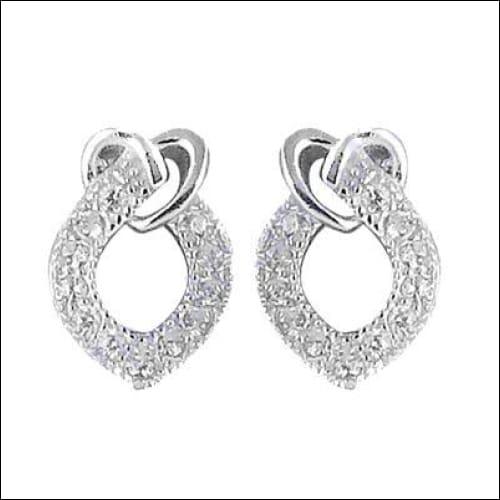 A pair of stunning cubic zirconia silver earrings, showcasing intricate design and sparkling stones, perfect for elegant occasions.