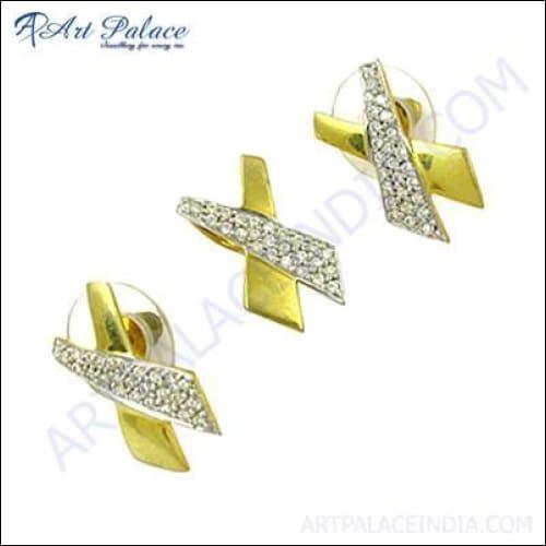 Stunning Cubic Zirconia Silver Pendant Set featuring sparkling gemstones in a sleek silver setting, perfect for elegant occasions.