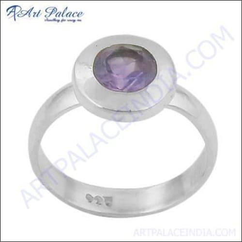Stunning Cute Amethyst Gemstone Silver Ring featuring a vibrant purple amethyst set in a sleek silver band, perfect for gifting.