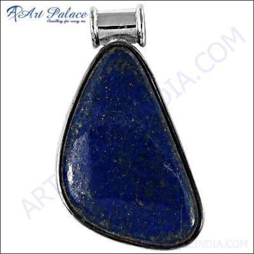 A stunning Lapis Lazuli gemstone silver pendant showcasing deep blue hues and intricate silver detailing, perfect for elegant accessorizing.