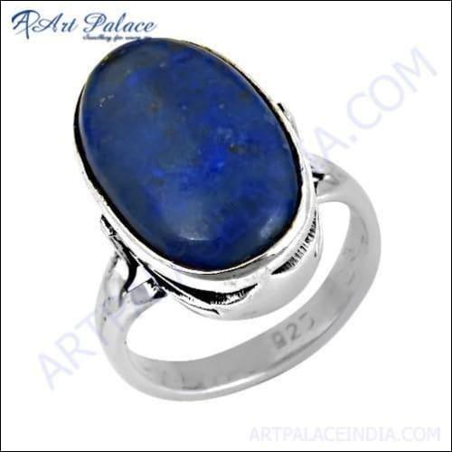A stunning Lapis Lazuli gemstone silver ring made from 925 sterling silver, showcasing its deep blue color and intricate design.