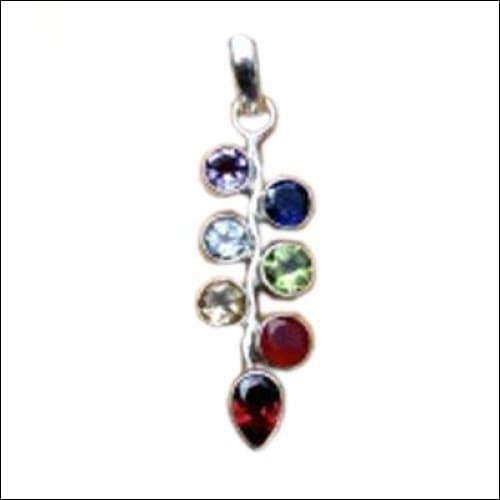 Stunning Leaf Multi-Gemstone 925 Silver Pendant featuring vibrant gemstones in a leaf design, showcasing exquisite craftsmanship.
