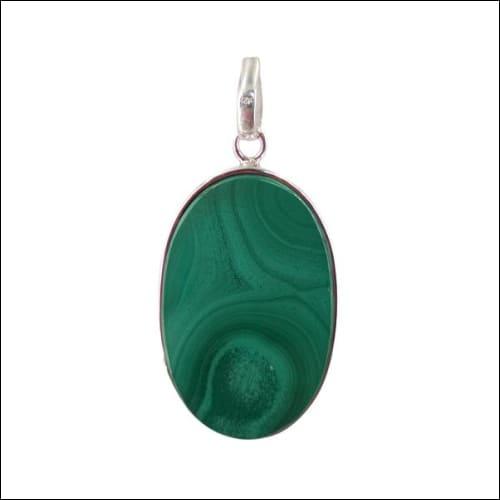 A stunning malachite gemstone pendant set in 925 silver, showcasing vibrant green hues and intricate patterns.