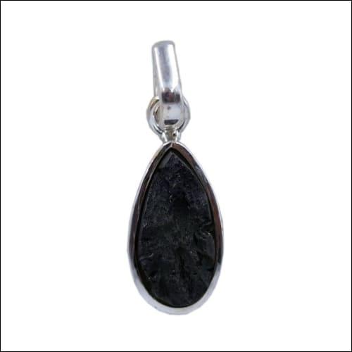 Stunning pear-shaped Moldavite gemstone pendant set in 925 silver, showcasing its vibrant green color and elegant design.