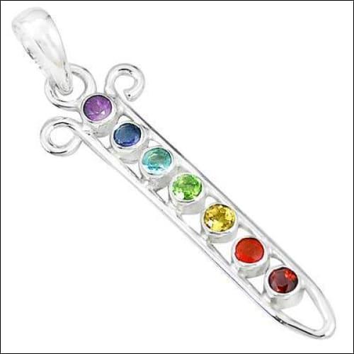 A stunning multi-gemstone pendant crafted from 925 silver, showcasing vibrant gemstones in an elegant design.