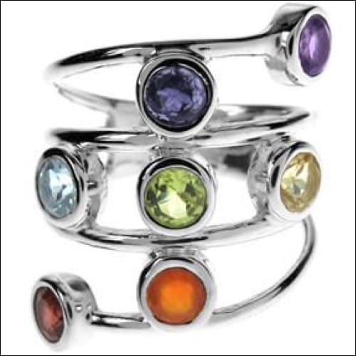 A stunning multi-gemstone ring crafted from 925 silver, featuring a variety of colorful gemstones set in an elegant design.
