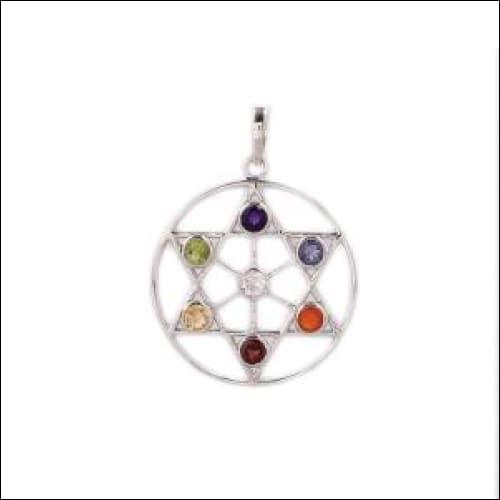 A stunning multi-gemstone circle star shape pendant made of 925 silver, showcasing vibrant colors and intricate design.