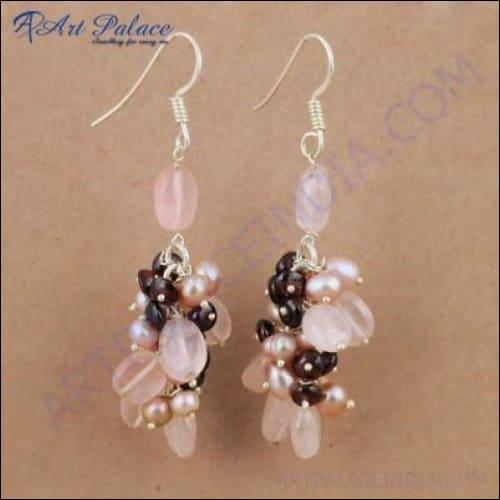 A pair of stunning multi-gemstone silver earrings featuring vibrant gemstones set in elegant silver design.