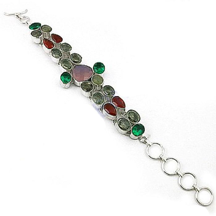 A stunning multi-stone bracelet made of German 925 silver, showcasing vibrant colors and intricate craftsmanship, perfect for any occasion.