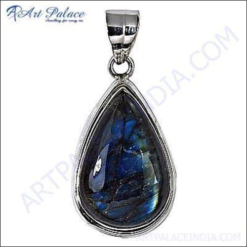 Stunning Natural Labradorite Gemstone Silver Pendant showcasing iridescent colors and elegant silver design, perfect for unique jewelry lovers.