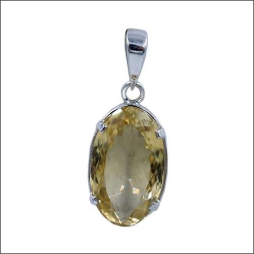 Stunning oval cut citrine gemstone pendant set in 925 silver, showcasing vibrant yellow color and elegant design.