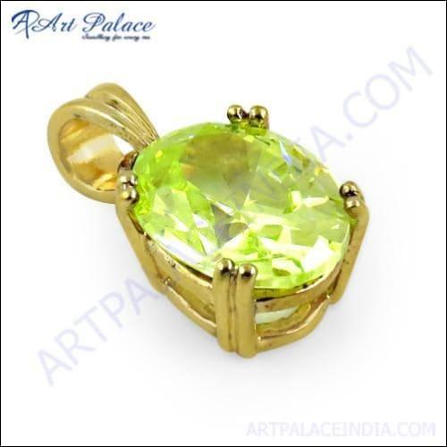 Stunning Peridot Zircon Gemstone Pendant in gold plated silver, showcasing its vibrant green gemstone and elegant design.