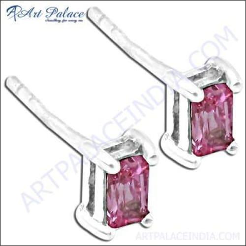 Stunning pink cubic zirconia silver earrings showcasing elegant design and craftsmanship, perfect for any occasion.
