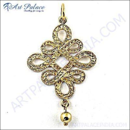 A stunning plain silver and gold plated pendant for women, showcasing an elegant design suitable for various occasions.