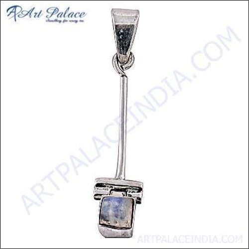 Stunning Rainbow Moonstone Gemstone Silver Pendant showcasing its unique colors and elegant design, perfect for any jewelry collection.