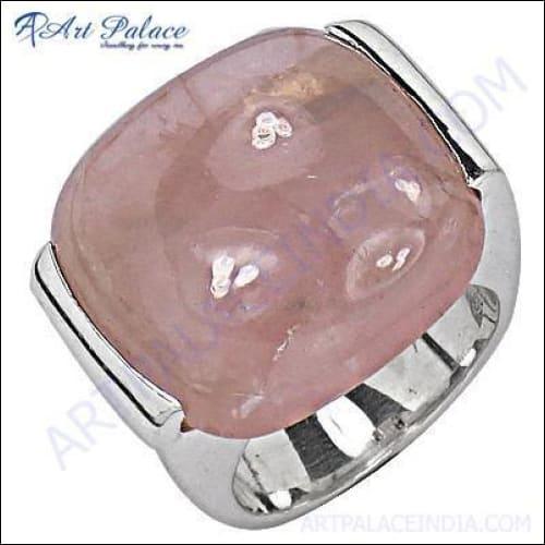 Stunning Rose Quartz Gemstone Silver Ring featuring a beautiful pink rose quartz set in 925 sterling silver, showcasing elegant craftsmanship.