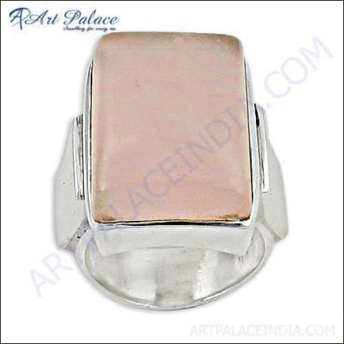 A stunning rose quartz gemstone silver ring, showcasing its elegant design and soft pink hue, perfect for any occasion.