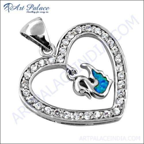 Stunning silver heart pendant adorned with sparkling cubic zirconia, showcasing elegance and charm.