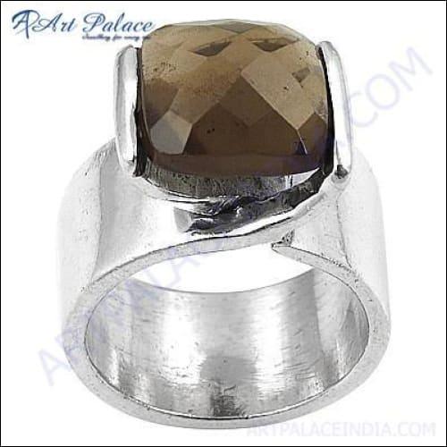 Stunning Smokey Quartz Gemstone 925 Silver Ring showcasing a beautiful smokey quartz stone set in elegant 925 sterling silver.