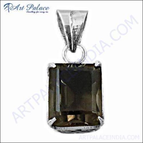 Stunning smokey quartz gemstone silver pendant showcasing elegant design and craftsmanship.