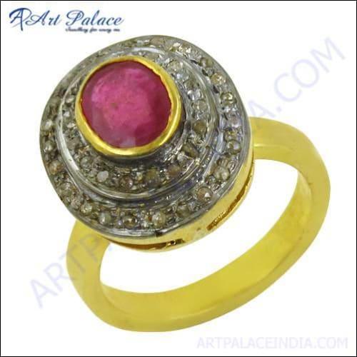 A stunning Victorian bridal ring featuring diamonds and emeralds set in gold-plated silver, showcasing intricate craftsmanship and elegance.