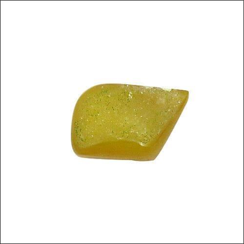 A collection of stunning yellow druzy stones, showcasing their vibrant color and unique texture, perfect for handmade jewelry.