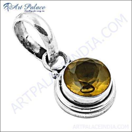 Stunning yellow glass gemstone silver pendant showcasing intricate design and vibrant color, perfect for elegant accessorizing.