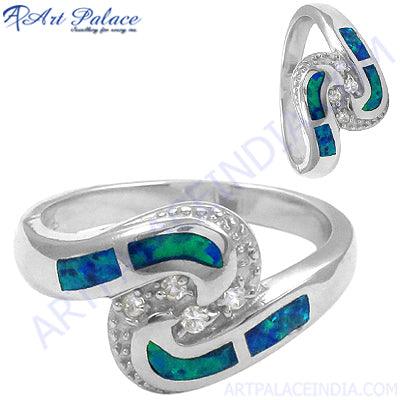 Stylish 925 Silver Inlay Ring showcasing intricate design and shine, perfect for elegant fashion statements.