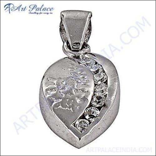 Stylish 925 sterling silver pendant featuring sparkling cubic zirconia, elegantly designed for fashionable wear.