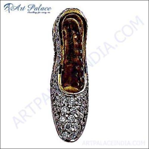 Stylish Cubic Zirconia Gemstone Pendant featuring silver and gold plating, showcasing its elegant design and sparkling gemstone.