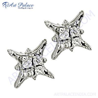 Stylish Cubic Zirconia Silver Earrings featuring a sleek design with sparkling cubic zirconia stones set in high-quality sterling silver.