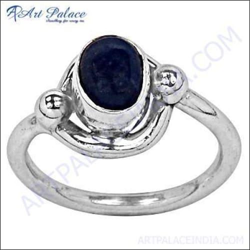 Stylish Natural Lapis Lazuli Gemstone Silver Ring featuring a deep blue lapis lazuli stone set in high-quality silver, showcasing intricate craftsmanship.