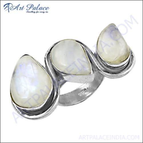 Stylish Rainbow Moonstone Silver Ring featuring a shimmering rainbow moonstone set in high-quality silver, showcasing elegant craftsmanship.