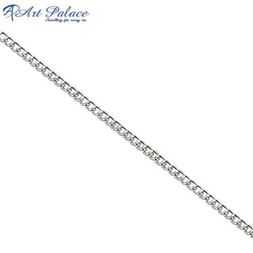 Stylish & Simple Plain Silver Chain made of 925 sterling silver, showcasing its elegant and minimalist design.